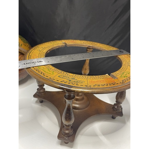 Vintage Wood Old World Globe Desktop Zodiac Astrology  Signs Made in Italy - Picture 15 of 16